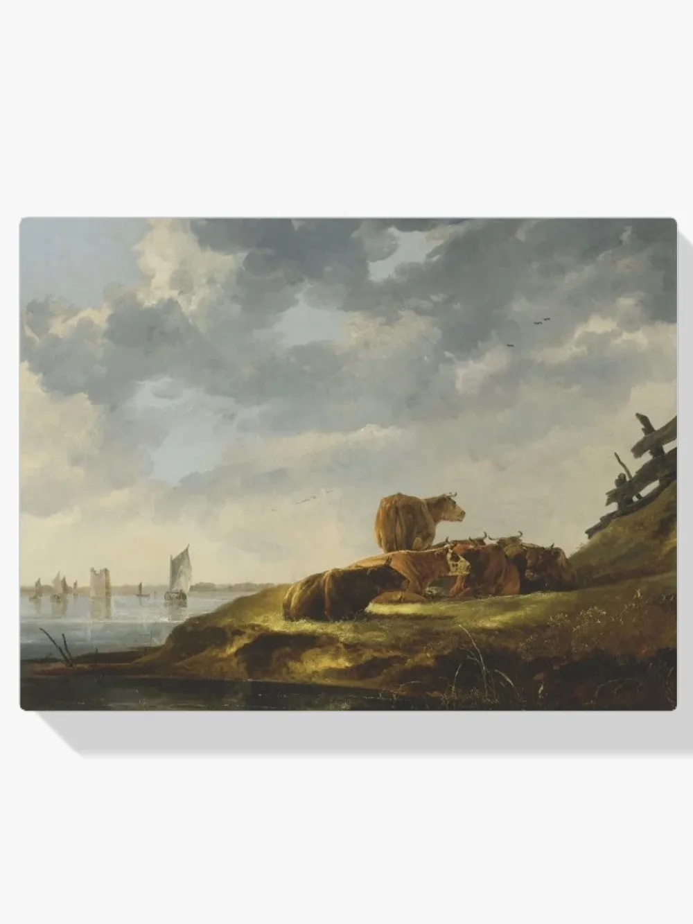 Pintar por números Paisaje fluvial con siete vacas