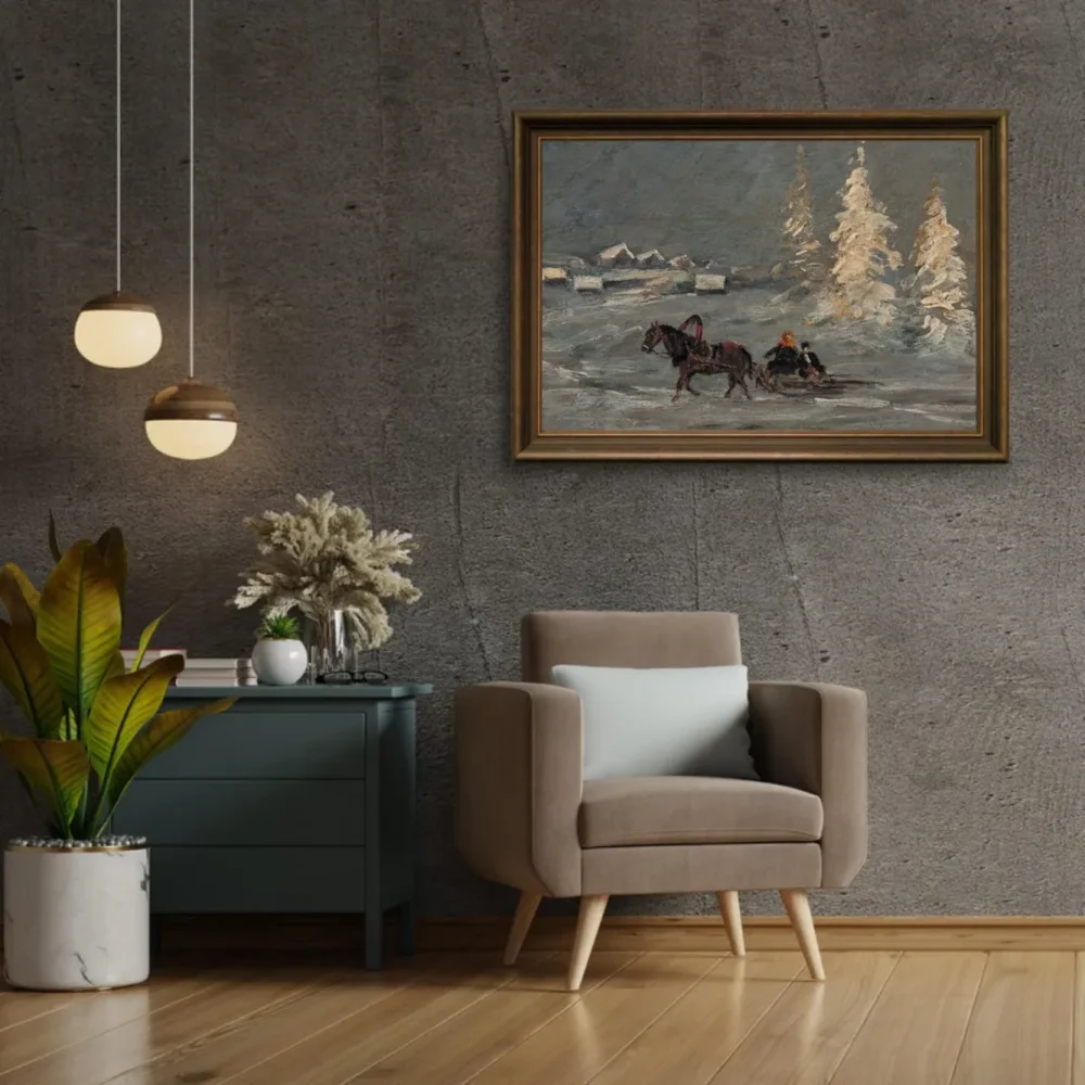 Pintar por números Paisaje invernal con trineo – foto 2