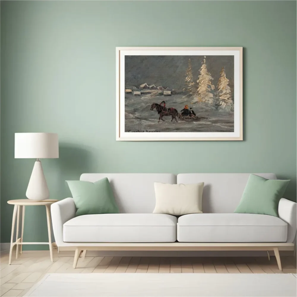 Pintar por números Paisaje invernal con trineo – foto 4