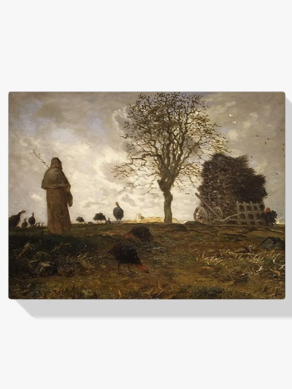 Pintar por números Paisaje otoñal con una bandada de pavos