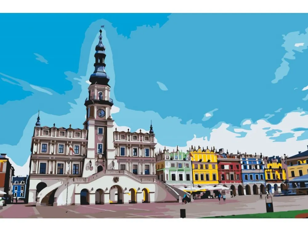 Pintar por números Paisaje urbano - Zamość, Polonia – foto 2
