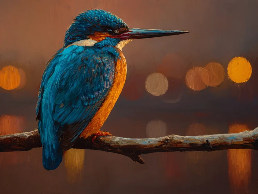 Pintar por números Panorámica de martín pescador al atardecer – foto 2