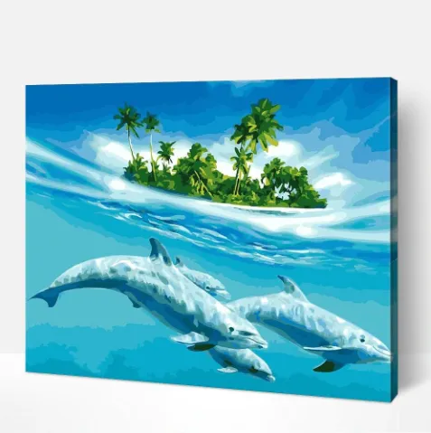 Pintar por números Paraíso de delfines