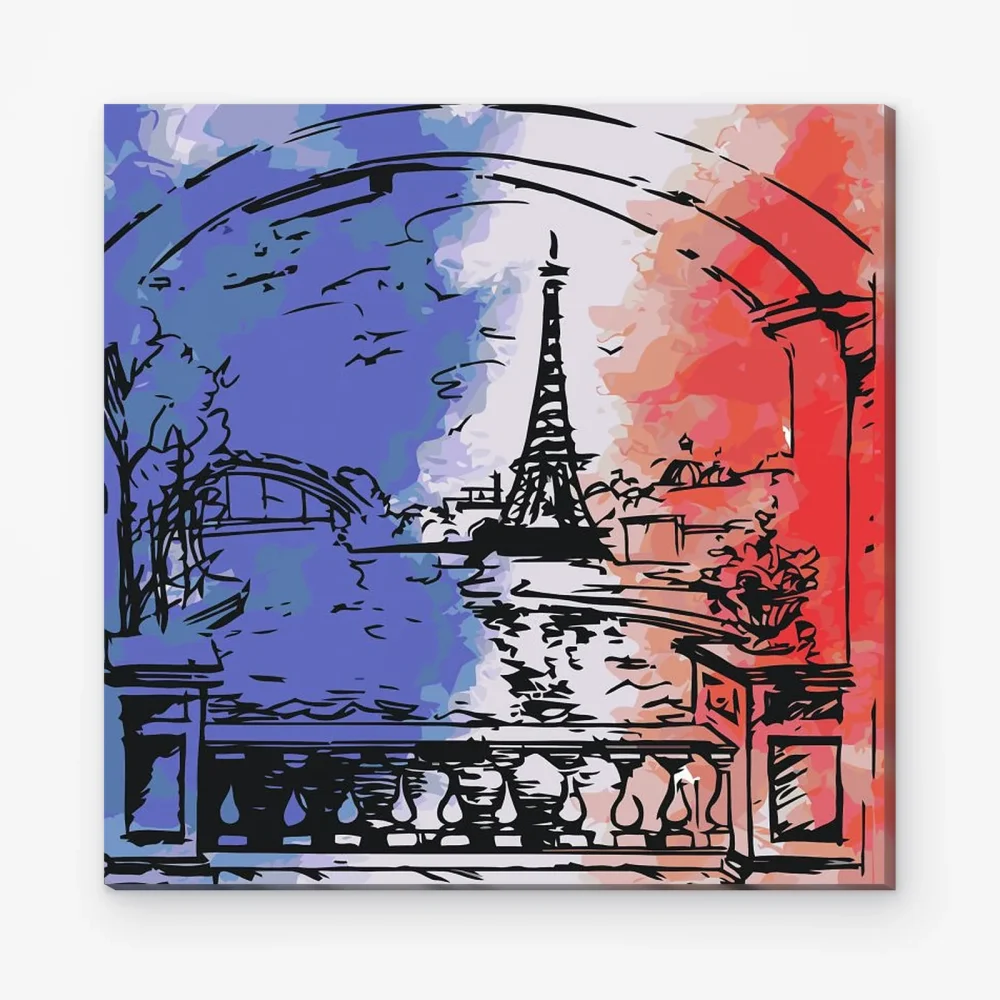 Pintar por Números - París con los colores de la bandera
