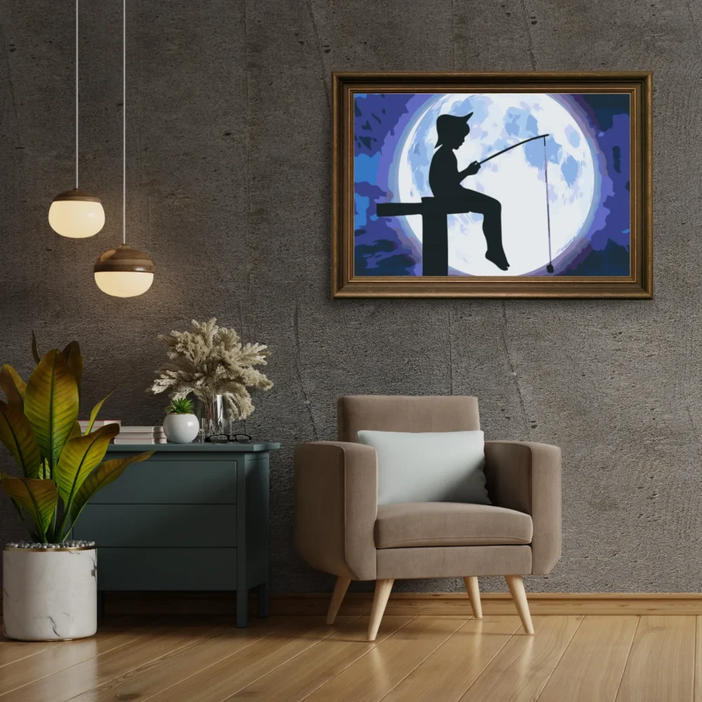 Pintar por números Peces bajo la luna llena – foto 3