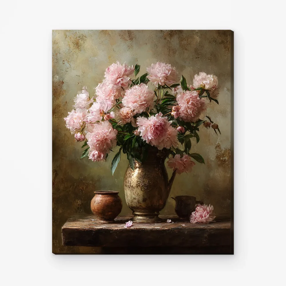 Pintar por Números - Peonías rosas estilo brocante