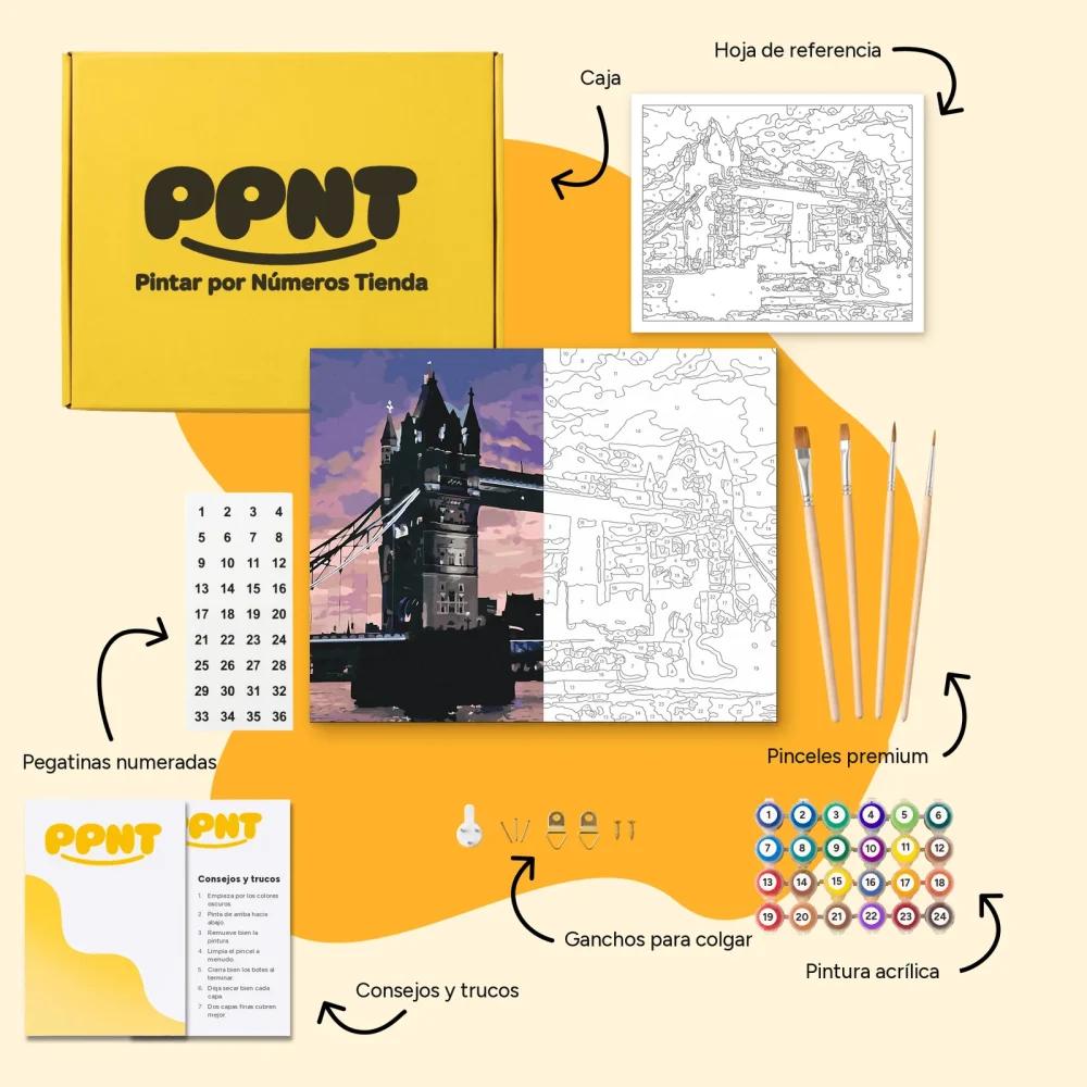 Pintar por Números - Puente al atardecer