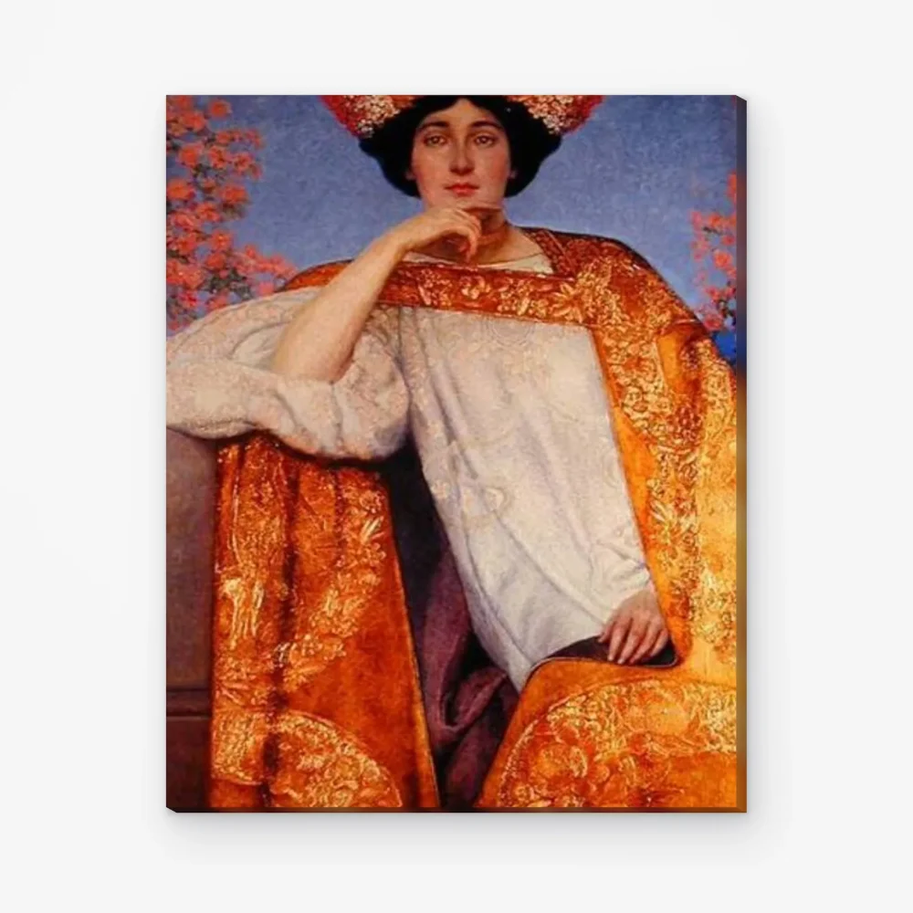 Pintar por Números - Retrato de una mujer con vestido dorado