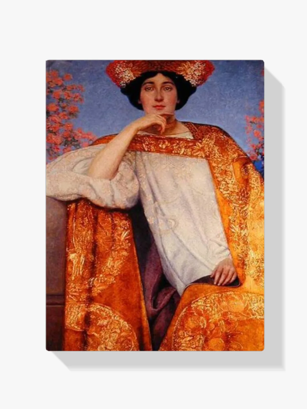 Pintar por números Retrato de una mujer con vestido dorado