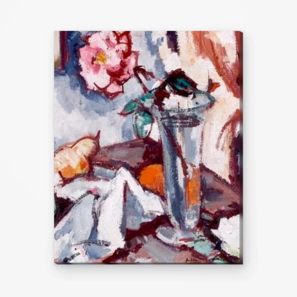 Pintar por Números - Rosa rosa en jarrón de cristal con fruta