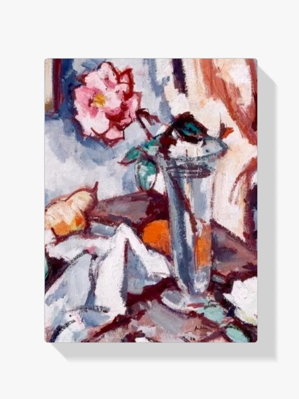 Pintar por números Rosa rosa en jarrón de cristal con fruta