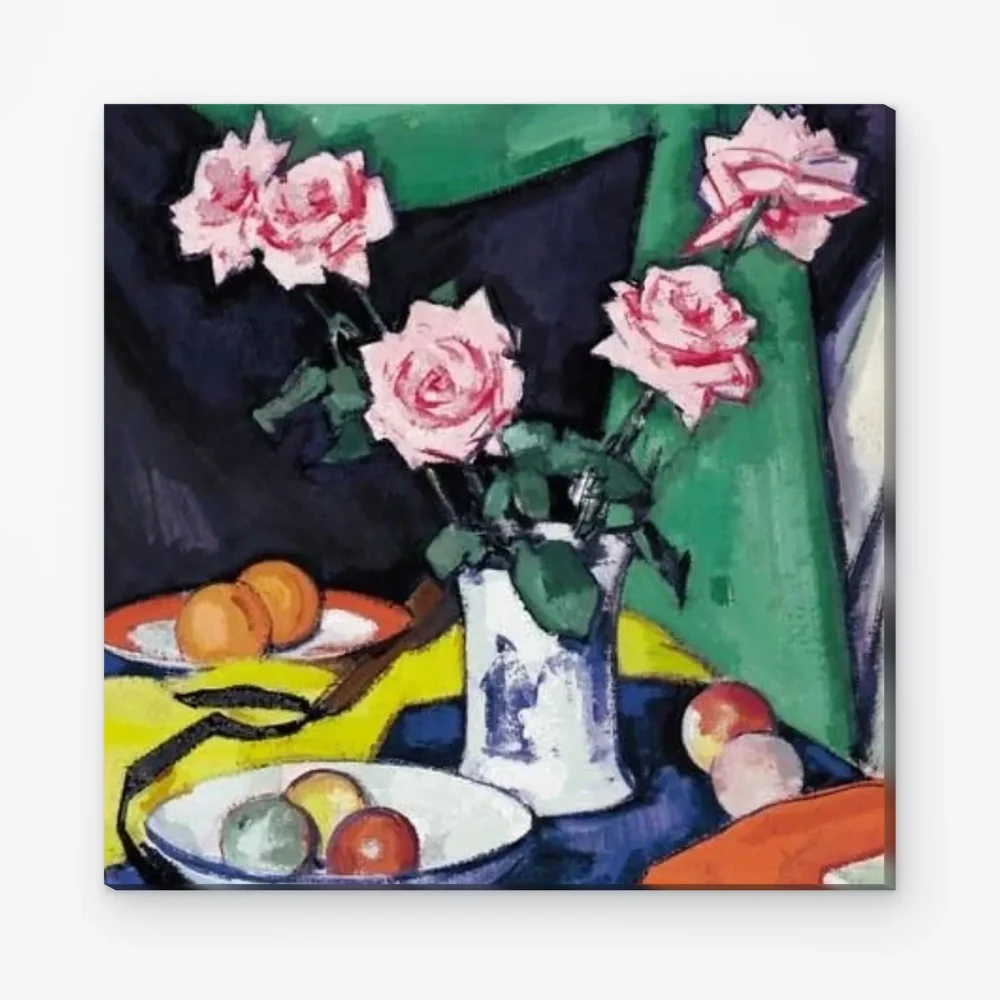 Pintar por Números - Rosas rosas en un jarrón japonés
