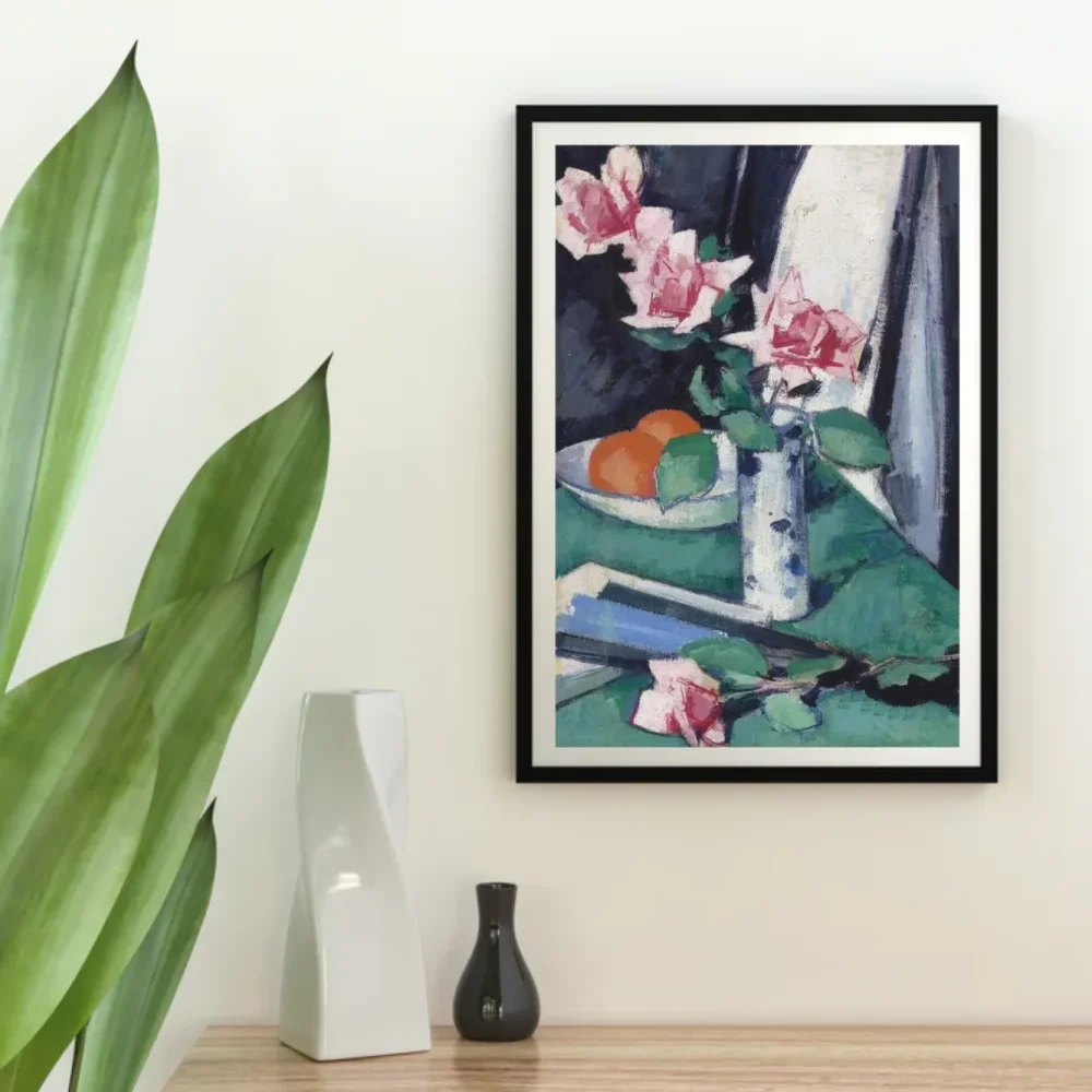 Pintar por números Rosas rosas y naranjas en un jarrón azul y blanco – foto 4