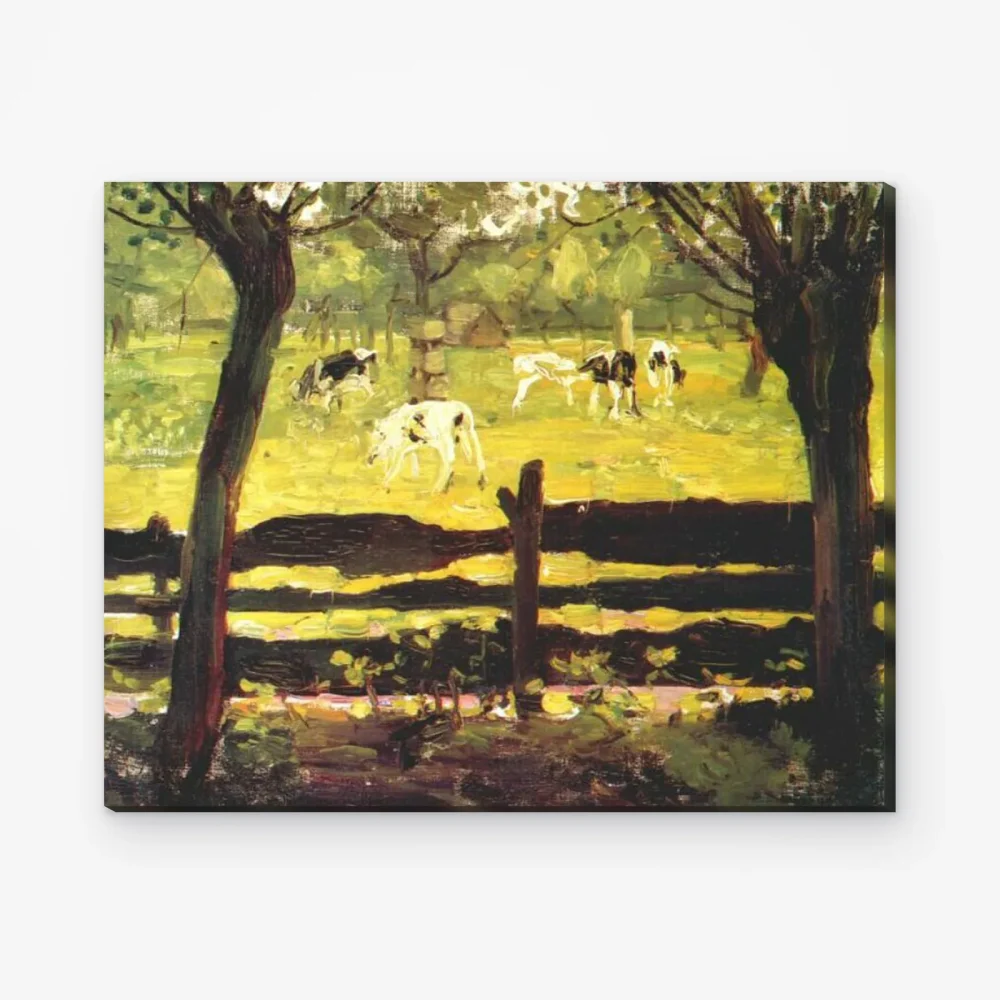 Pintar por Números - Terneros en un prado bordeado de sauces