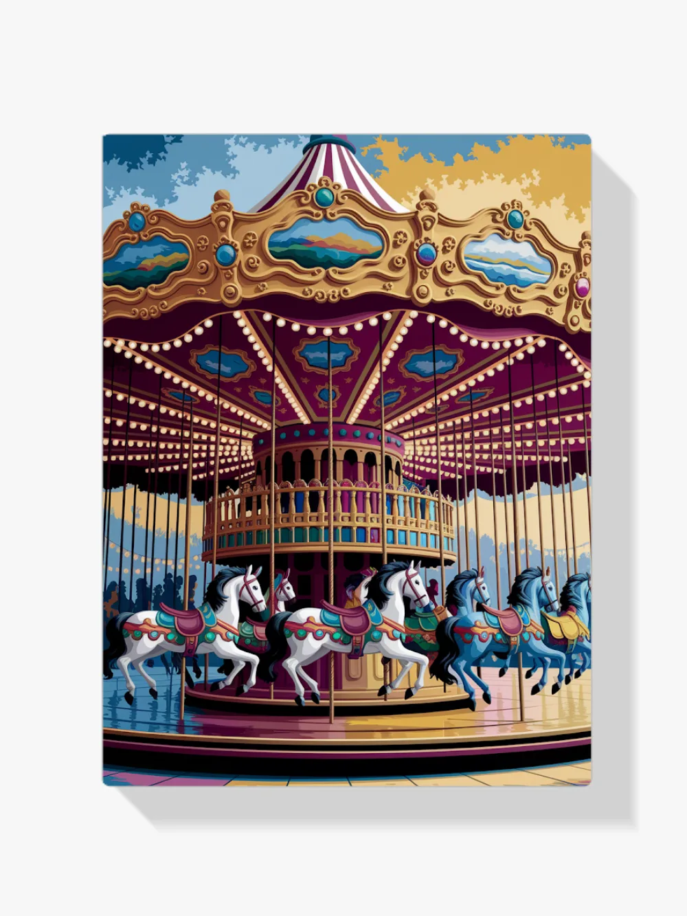 Pintar por números Tiovivo de colores en la feria