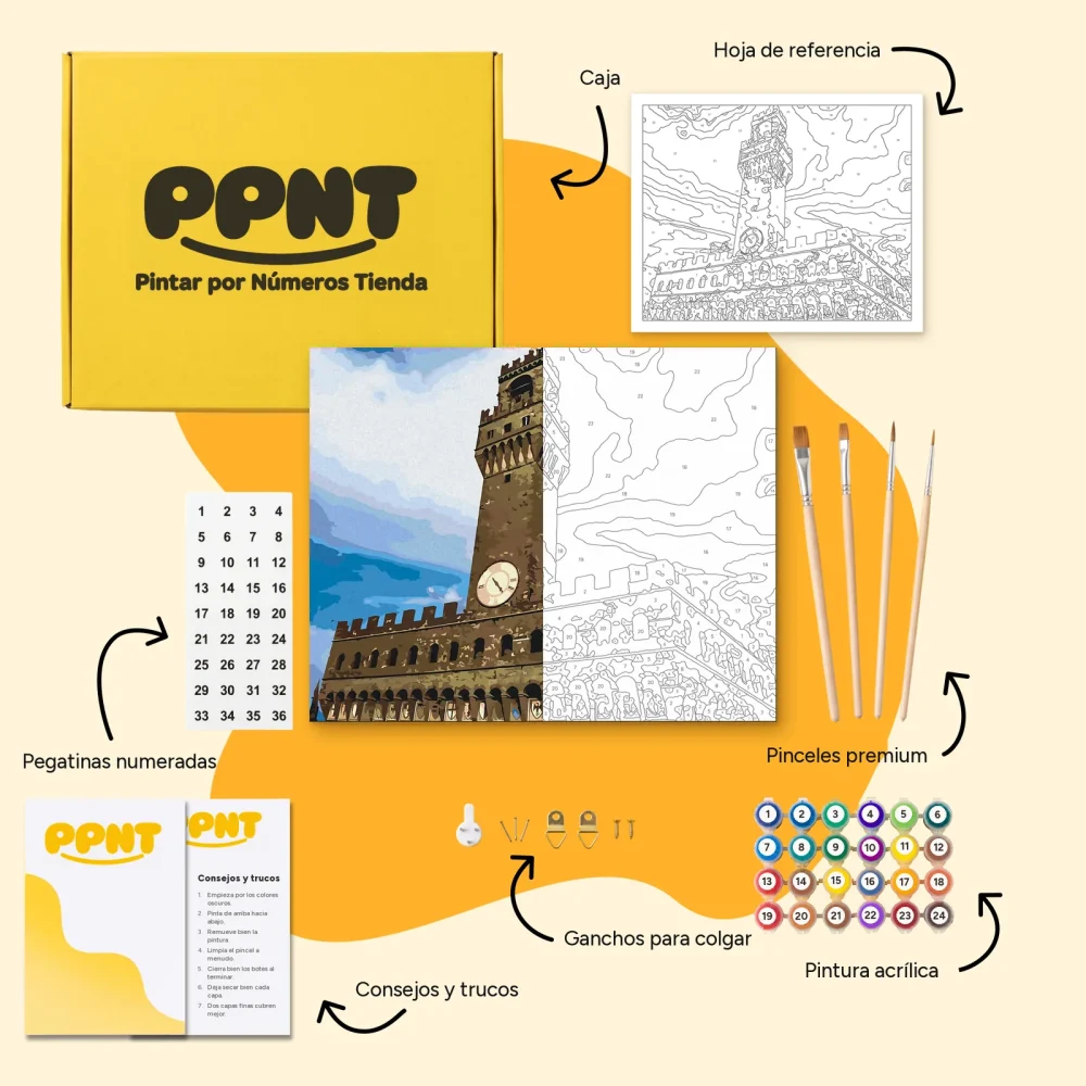Pintar por Números - Torre de los Uffizi, Italia