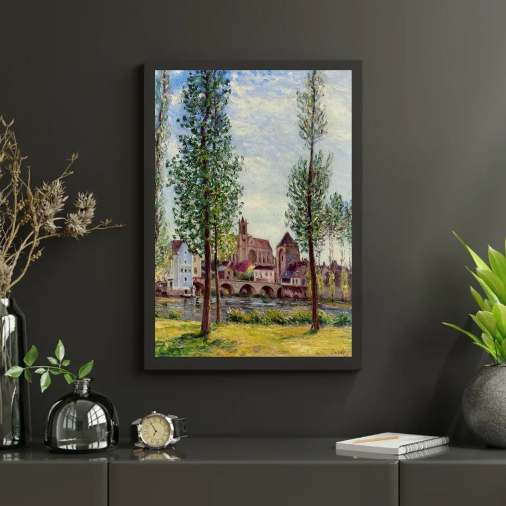 Pintar por números Vista de Moret-sur-Loing entre los árboles – foto 3
