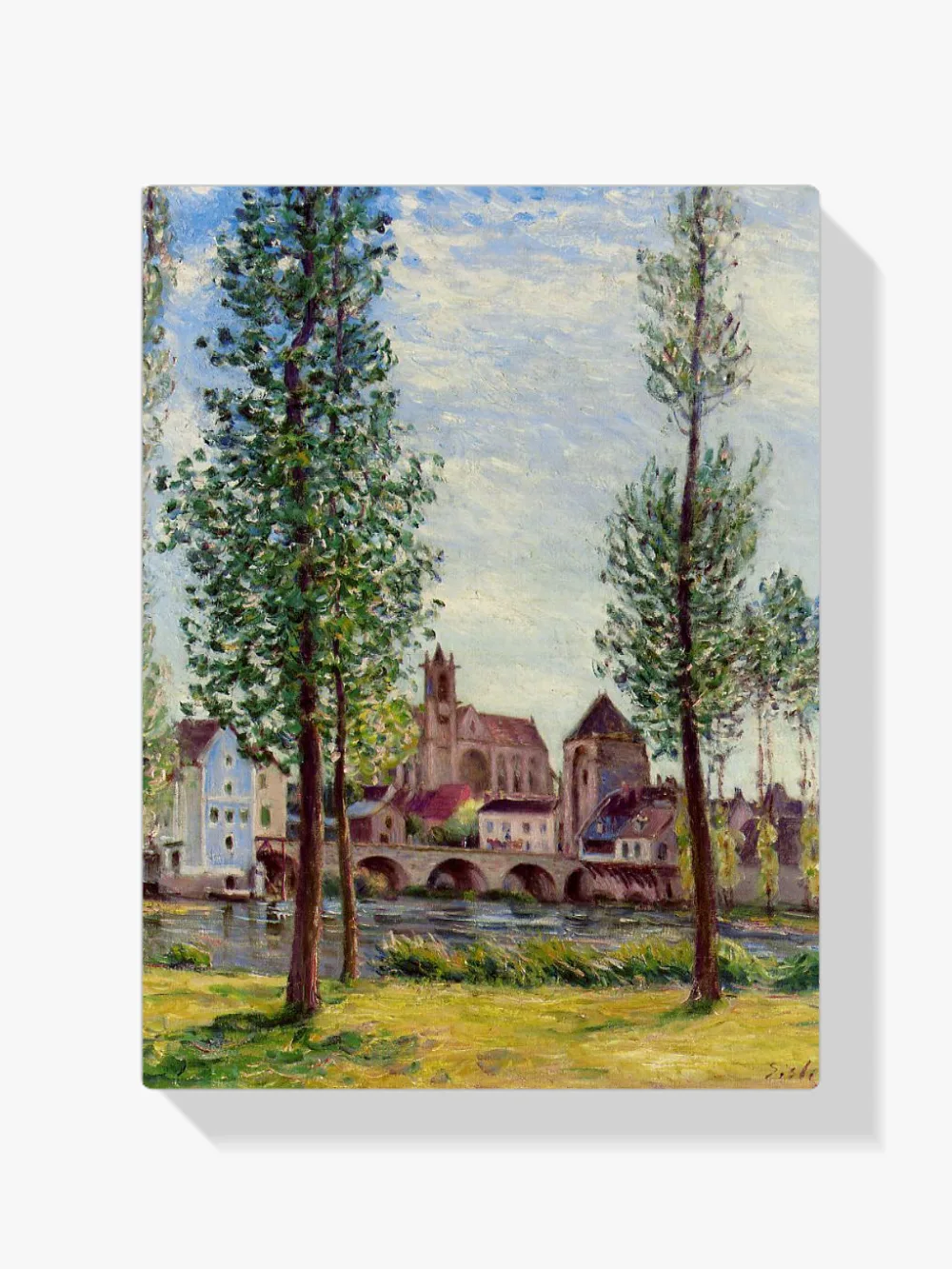 Pintar por números Vista de Moret-sur-Loing entre los árboles