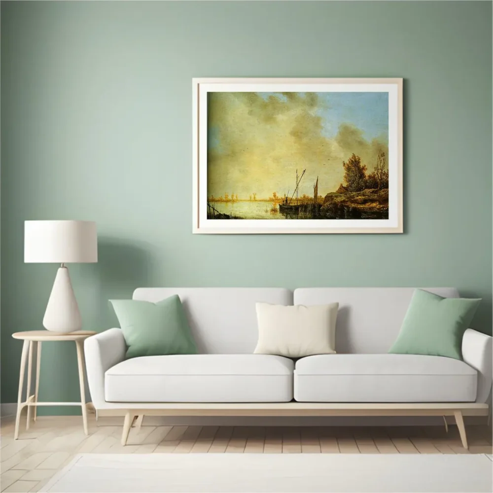 Pintar por números Vista fluvial con molinos a lo lejos – foto 4