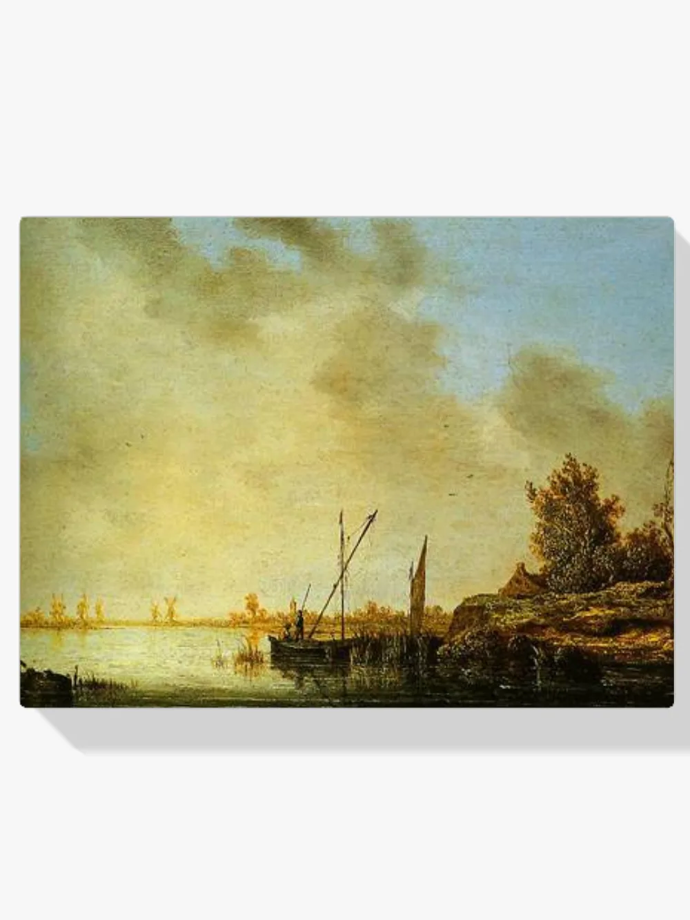 Pintar por números Vista fluvial con molinos a lo lejos