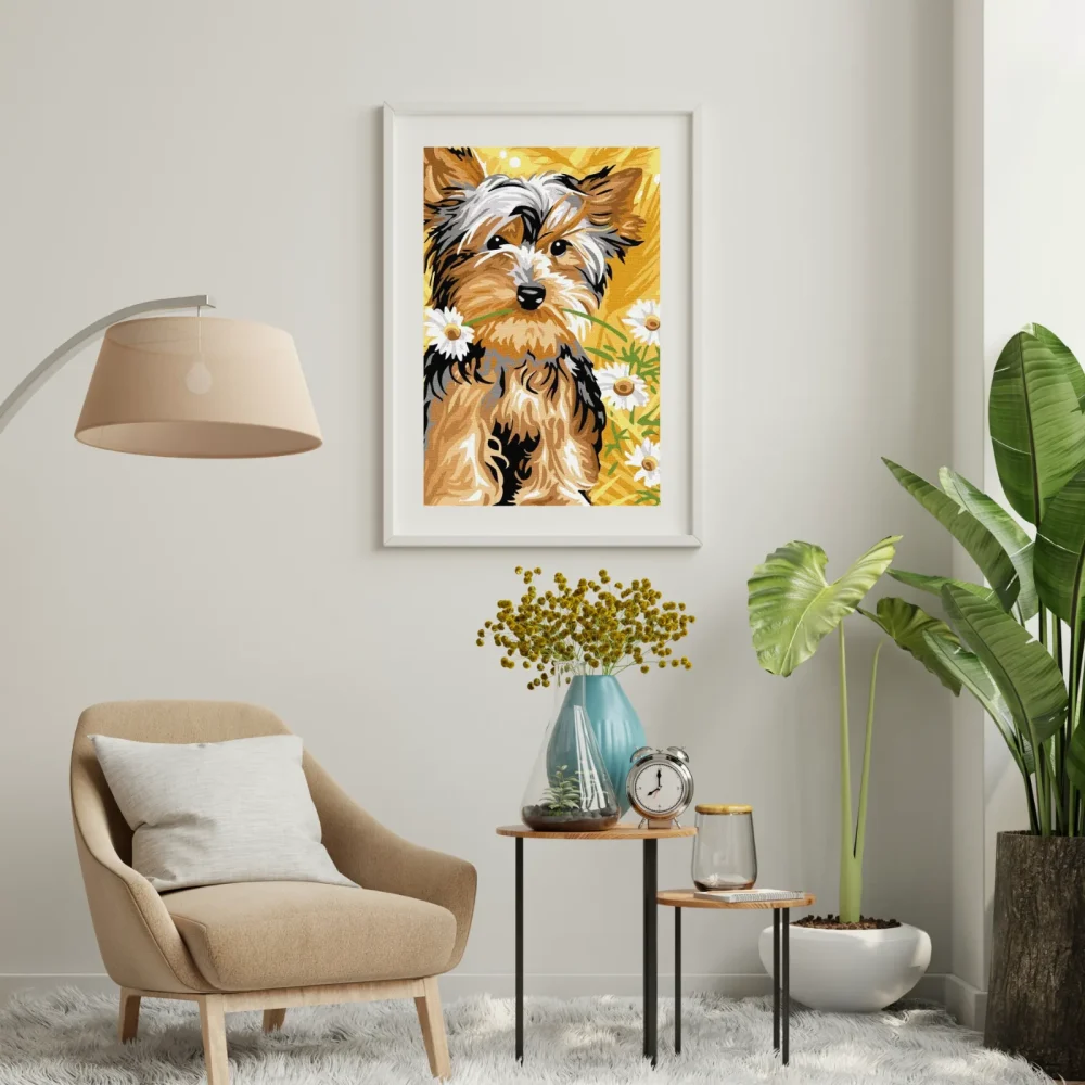 Pintar por números Yorkie con flores – foto 3