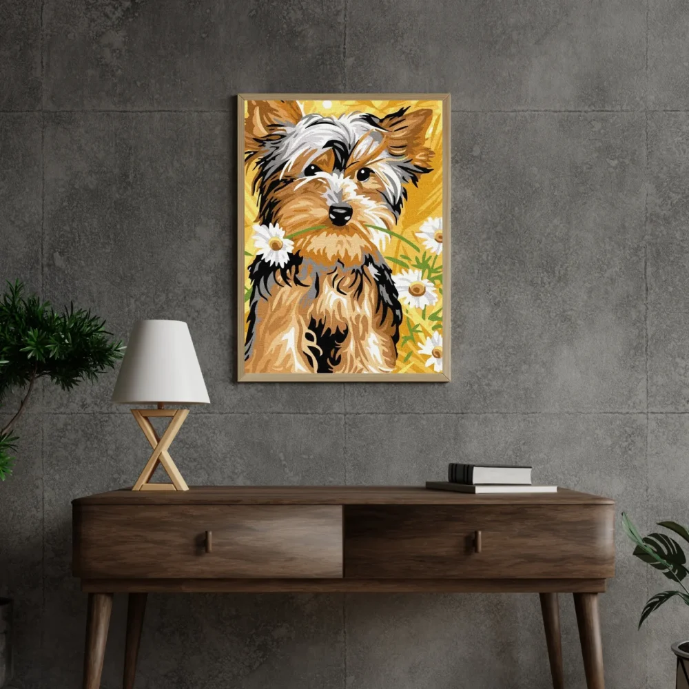 Pintar por números Yorkie con flores – foto 4