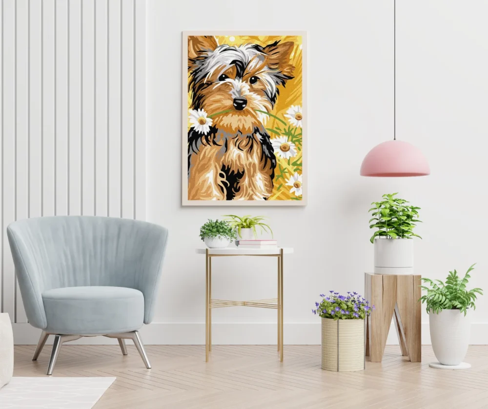 Pintar por números Yorkie con flores – foto 5